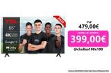 TV LED 65″ – TCL 65P635, LCD, 4K HDR TV, Google TV, Control por voz, Smart TV, Dolby Audio, HDR10, Negro