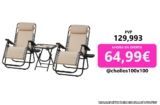 Pack 2x Tumbonas Sillas Plegables Playa Piscina Hamaca Reposabebidas Beige con Mesita