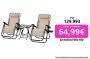 Pack 2x Tumbonas Sillas Plegables Playa Piscina Hamaca Reposabebidas Beige con Mesita