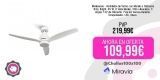 Mellerware – Ventilador de Techo con Mando a Distancia Brizy Bright. 45 W. 6 Velocidades. Ultra silencioso. 3 Aspas 132 de Diámetro. Función Verano-Invierno. Temporizador. LED. Black