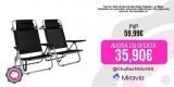 Pack de 2 Sillas de playa de alta calidad. Plegables y portátiles. Reclinables en 4 posiciones. Estructura estable de acero, Muy ligeras 4kg cada silla. Tela resistente a UV