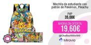 Mochila de estudiante con patrón de Pokémon, Pikachu