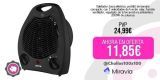 Calefactor Jocca eléctrico, portátil, de tamaño compacto, con 2 velocidades de función calor, función ventilador, regulador de la temperatura ambiente y 2000W de potencia