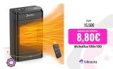 Calefactor  1200W/1500 W, LED de bajo consumo y silencioso, con termostato, mecanismos de protección, protección antivuelco, temporizador de 12 horas, función oscilante, 3 modos diferentes (Entilator), negro