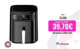 Freidora de aire sin aceite digital 7L pantalla LED táctil, cesta antiadherente, temporizador, 1700W Negro