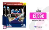 Finish Powerball Ultimate All in 1 pastillas, 114 Cápsulas Lavavajillas, Aroma Regular, Formato 2 Paquetes de 57 Pastillas