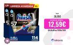 Finish Powerball Ultimate All in 1 pastillas, 114 Cápsulas Lavavajillas, Aroma Regular, Formato 2 Paquetes de 57 Pastillas