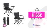 Set de 2 Sillas camping plegable portátil sillas pesca camping playa con reposabrazos y bolsa de transporte senderismo trekking