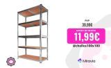 T-LoVendo Estantería Metálica Almacenaje de Acero Galvanizado + 5 Baldas MDF, 180 x 90 x 40cm, Modular, Baldas Ajustables, trastero, Garaje
