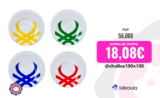 BENETTON Juego de Vajilla de Porcelana Rainbow – 12 Piezas (4 Platos Llanos + 4 Platos Hondos + 4 Platos de Postre) en Rojo, Amarillo, Verde y Azul