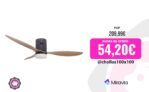 Ventilador de techo negro Jocca con 3 elegantes aspas con acabados de madera, 6 velocidades a seleccionar con giro inverso, una moderna lámpara integrada con 3 intensidades de luz, temporizador, mando a distancia y 40W de potencia