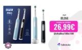 Oral-B Pro Series 1 Pack X2 Cepillos Eléctricos, Color Azul y Negro, 2 Cabezales, Diseñado por Braun