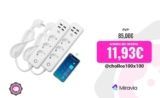 Pack x 2 unidades Regleta Inteligente WIFI Base enchufes múltiple con 3 tomas Schuko + Cargador 4 USB Wifi y Monitor de consumo Control por Alexa y Google Cable 1,5m – Nine&One Premium 9&1