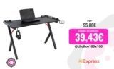 DUPI Mesa Gaming 120x60cm con Tablero Efecto Fibra de Carbono, Mesa Gamer de Juegos
