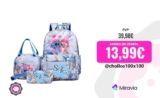 Set de 3 bolsos escolares con estampado de costuras: mochila grande + bolso de mano + bolsa de viaje por 13,99€ 🎒✨