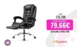 Silla de oficina Naspaluro con reposapiés: ergonómica, reclinable y de respaldo alto