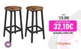 VASAGLE Taburete de Bar (Juego de 2): estilo rústico, fácil montaje y máxima comodidad