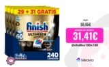 Finish Powerball ULTIMATE PLUS ALL IN 1 – Pastillas para Lavavajillas: Limpieza Intensiva y Brillo Diamante
