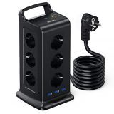 Regleta Proteccion Sobretension 1050J, Regleta Vertical Enchufes de 15 Vías con USB