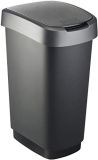 Rotho Twist – Cubo de Basura de 50 L con Tapa, Puede Ser Usado Como Tapa Abatible o con Bisagras, Plástico