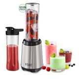 Russell Hobbs Mix  Go – Batidora de Vaso de Mano (300 W, Acero Inoxidable, Plata y Negro, 2 Vasos)