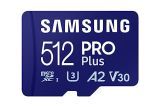 Samsung PRO Plus Tarjeta de memoria MicroSD con Adaptador SD, 512GB, 180 y 130 MB/s, Full HD  4K UHD, UHS-I, U3, V30, A2, para Smartphone Android, Tableta, GoPro y Dron DJI (MB-MD512SA)