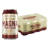 San Miguel Magna Cerveza Tostada 0,0, Sabor a Maltas Tostadas, Ligera Con Gusto Apreciable, Pack de 24 Latas x 33 cl, Cerveza Sin Alcohol