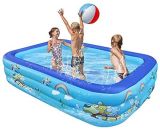 Siebwin Piscina Infantil, Piscina Hinchable Niños y Familia 205x145x50cm 3 Capas Engrosada Piscina de Jardín