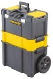 STANLEY Taller Móvil Essential para Herramientas 3 en 1, Caja de herramientas 45cm, Asa Plegable, Organizadores en Tapa, Cierres Metálicos, Ruedas 18cm, STST1-80151