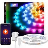 Tira LED Alexa, 5M Luces LED RGB WiFi USB Tiras led Inteligente Control por APP/Voz, Funciona con Alexa/Google