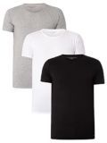Tommy Hilfiger STRETCH CN TEE SS 3PACK, S/S T-Shirts Hombre, Multicolor (Black/Grey Heather/White), SM