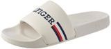 Tommy Hilfiger Tobogán de Piscina con Bandera Corporativa, Sandalias deslizantes Hombre, Blanco Desgastado, 46 EU