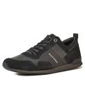 Tommy Hilfiger Hombre Sneaker Running Iconic Leather Suede Mix Runner Zapatillas Deportivas, Negro (Black), 43 EU
