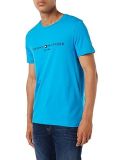 Tommy Hilfiger Tommy Logo Tee, Camiseta Hombre, Azul (Cerulean Aqua), M