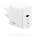 VOLTME 100W GAN USB C Cargador Laptop 3 en 1 Múltiple Cargador Rápido Blanco, 3 Puertos de Alimentación USB PD3.0 PPS Enchufe